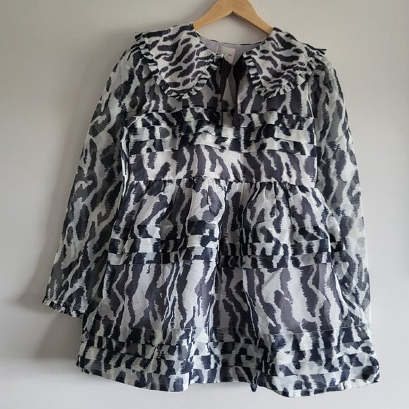 Maeve Long-Sleeve Collared Sheer Mini Dress Size Medium - Picture 4 of 8